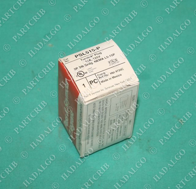 Pass & Seymour, PSL515-P, Turnlok Plug Receptacle Male 15A 125V 2P NEW