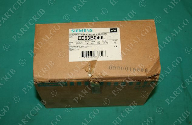 Siemens, ED63B040L,Circuit Breaker 40A 40 Amp 600VAC 3Pole NEW