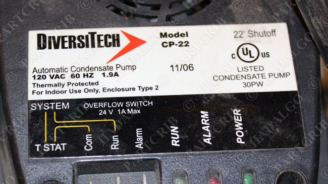 Diversitech, CP-22, Condensate Drain Pump 120VAC NEW