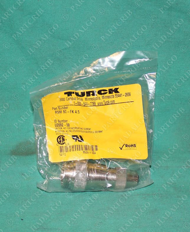 Turck, RSM 50 FK4 5, U2092-50, MiniFast Adapter Connector 5Pin NEW