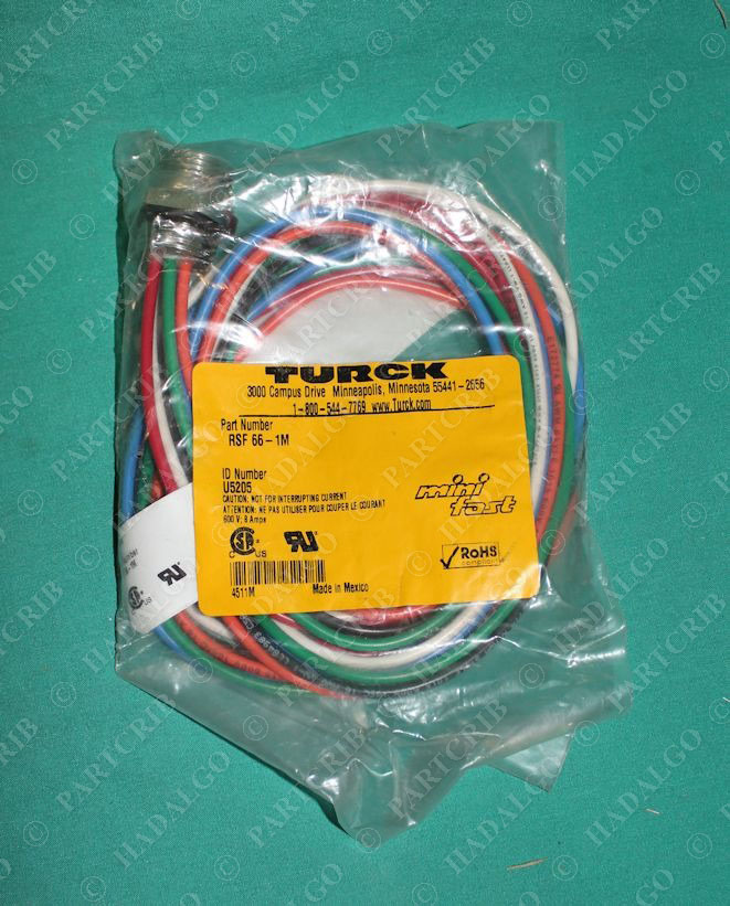 Turck, RSF 66-1M, U5205, Minifast Cable and Mating Accessories Panel Mount Plug 7/8-16 Male 6p