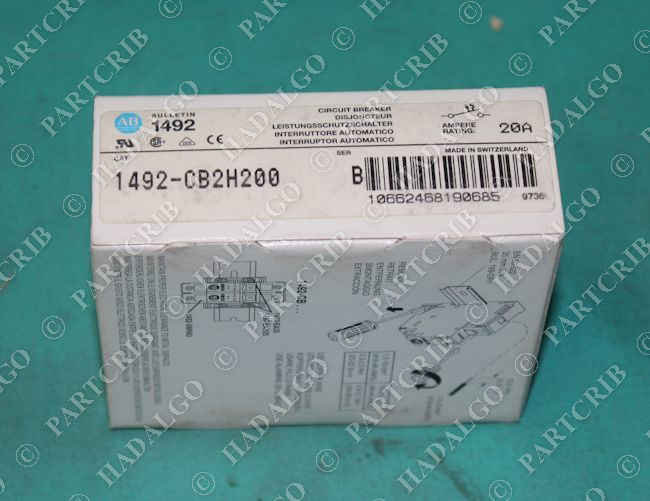 Allen Bradley, 1492-CB2H200, Circuit Breaker 20A Miniature 2p 2 Pole DIN Rail 20 Amp SD16256