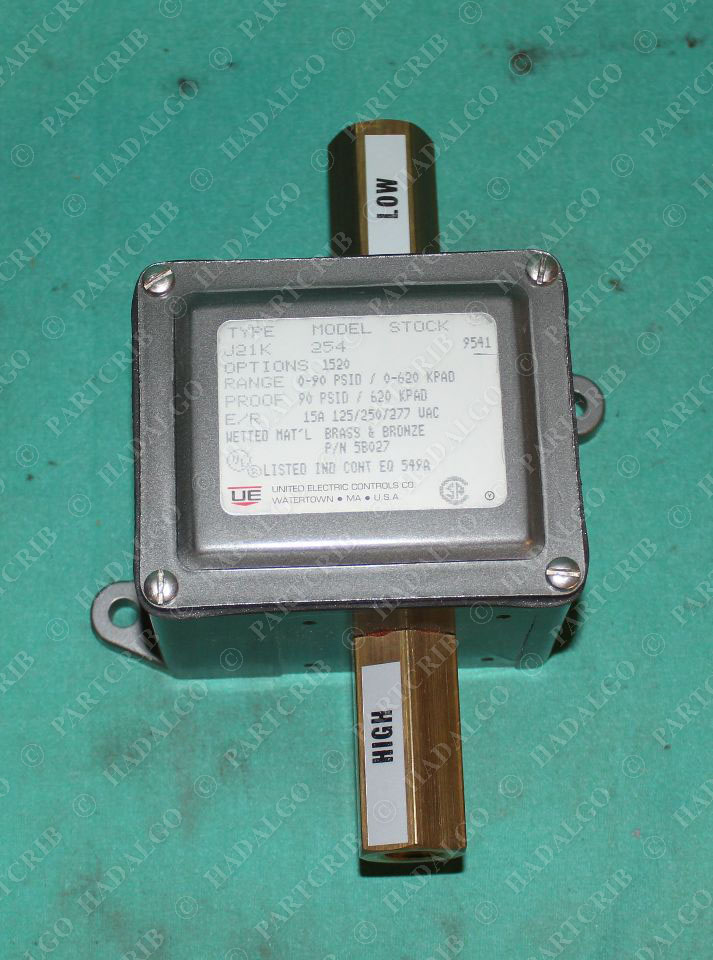 United Electric, J21K254, 5B027 9541, UE Differential Pressure Switch