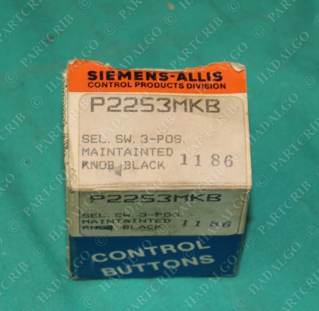 Siemens, P2253MKB, Selector Switch 3Pos Maintained Black Knob NEW