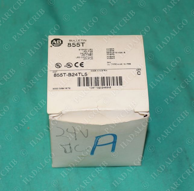 Allen Bradley, 855T-B24TL5, Beacon Steady LED Light  Amber Lamp 24V NEW