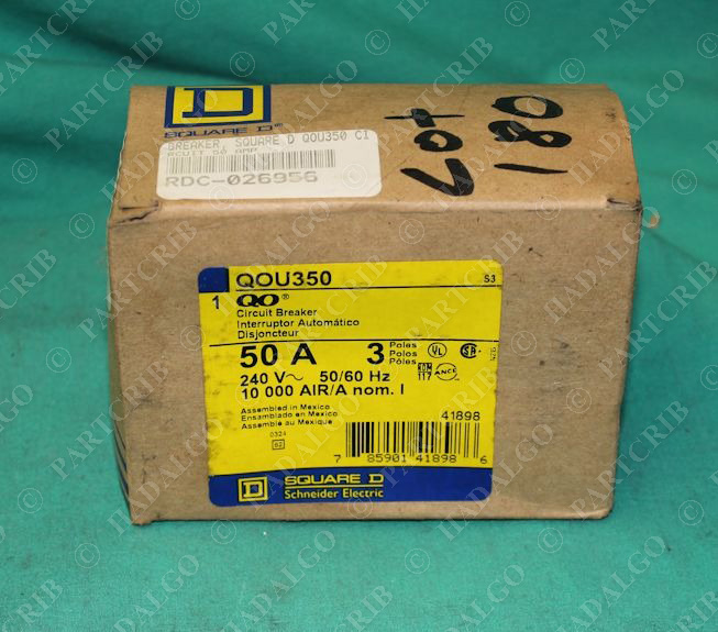 Square D, QOU350, QOU-350, Circuit Breaker 50A 3Pole NEW SD17847