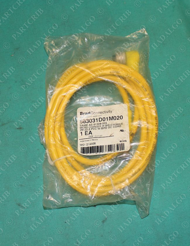 Woodhead, 883031D01M020, Brad Harrison Daniel Micro-Change 3P Male/Female 2M Cordset Connector SD19283