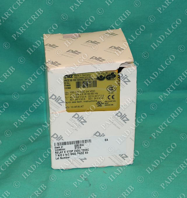 Pilz, 774605, PNOZ X9 100-120VAC 24VDC 7n/o 2n/c 2so, Safety Relay Contactor NEW SD4504