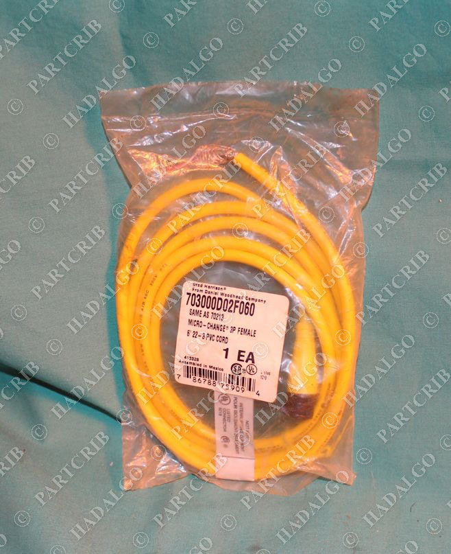 Brad Harrison 703000D02F060 Micro-Change 3P Female 6' Cord Quick Connector Cable