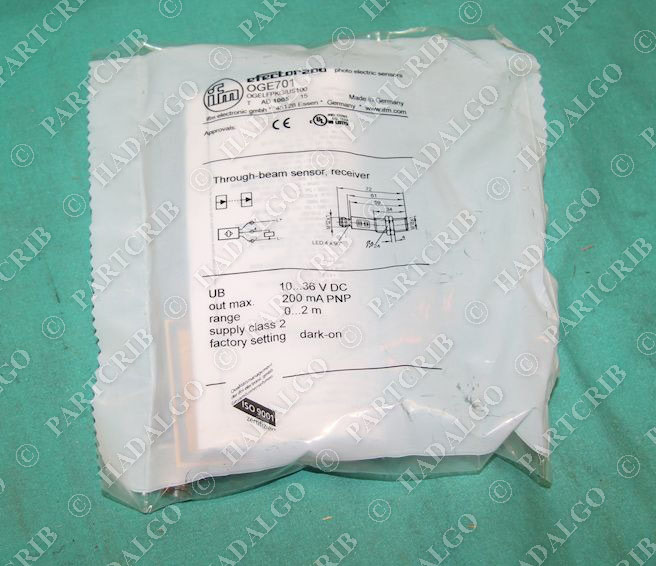 IFM Efector OGE701 Through-Beam Sensor Reciever Photoelectric 0GE701 OGELFPKG