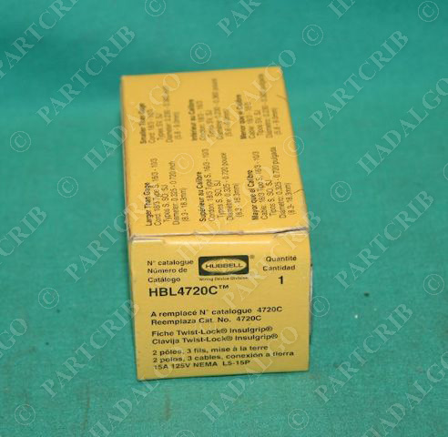Hubbell HBL4720C Twist Lock Insulgrip Plug 15A 125V NEW
