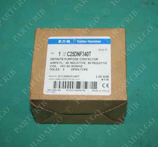 Cutler-Hammer, C25DNF340T, Eaton Contactor Starter 3P 24VAC Coil NEW