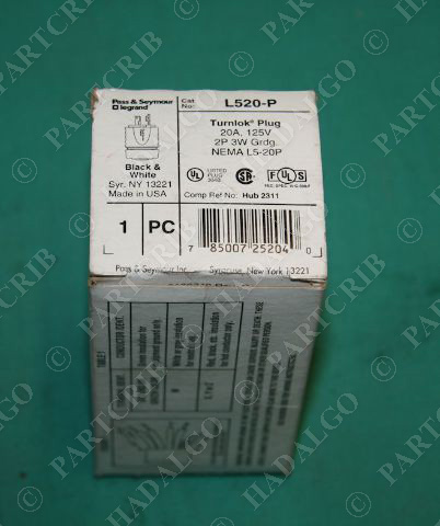 Pass & Seymour, L520-P, L520P, Turnlok Plug 20A 125V 2P 3W Male NEW