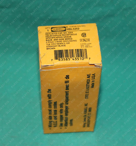 Hubbell, HBL5262, Duplex Receptacle 15A Brown Straight Blade 125V