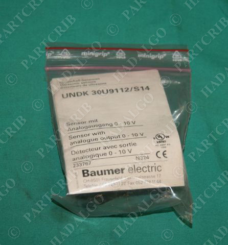 Baumer, UNDK 30U9112,/S14  Electric Ultrasonic Sensor NEW