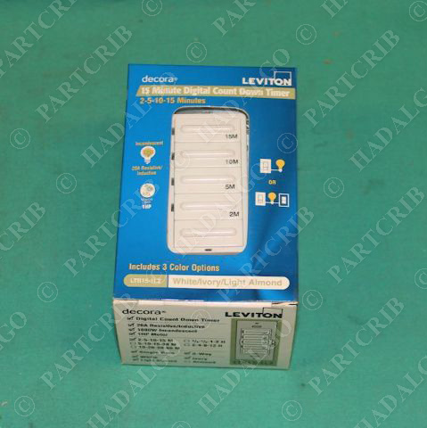 Leviton LTB15-1LZ  Decora 15 Minute Digital Count Down Timer Wall Switch NEW