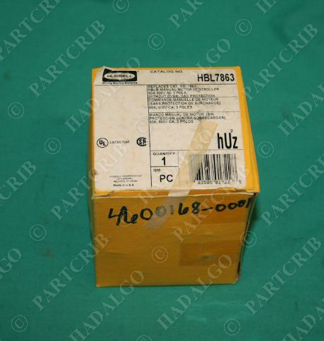 Hubbell, HBL7863, Manual Motor Controller Switch Starter 60A 600VAC 3P NEW