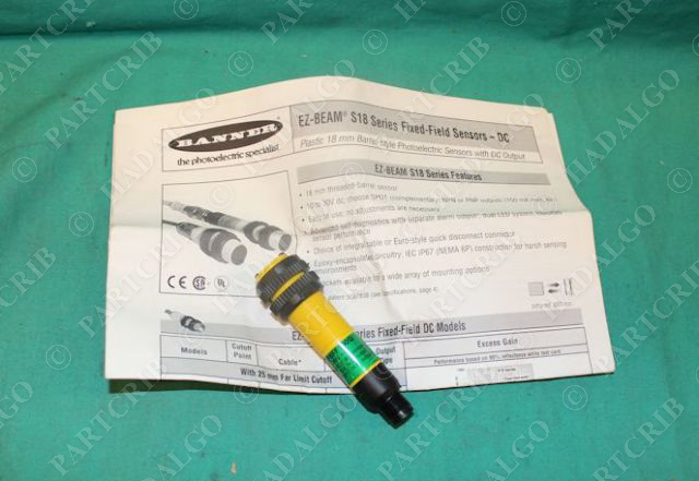 Banner, S18SP6FF100Q, 30884, EZ-Beam Fixed Field Sensor DC Photoelectric NEW