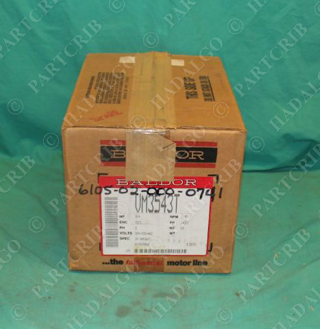 Baldor, VM3543T, Electric Motor 1140rpm 3PH 3/4HP .75hp TEFC NEW