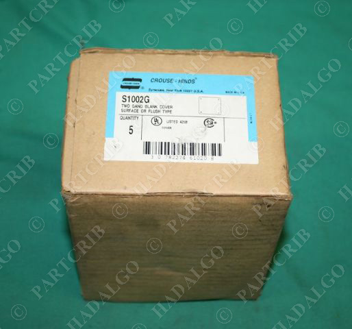 Crouse-Hinds, S1002G, Box of 5 2-Gang Blank Cover NEW
