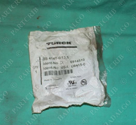 Turck, BS4141 0 13 5, U6415-0, Connector Receptacle Male Plug 7/8-16 Plug