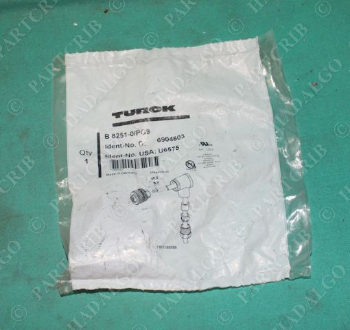 Turck, B8251-0/PG9, U6575, Connector Plug M12 Right Angle 5p 5 Pin Screw Terminal Male