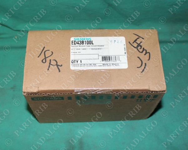 Siemens, ED43B100L, Sentron Molded Case Circuit Breaker 3P 100A NEW