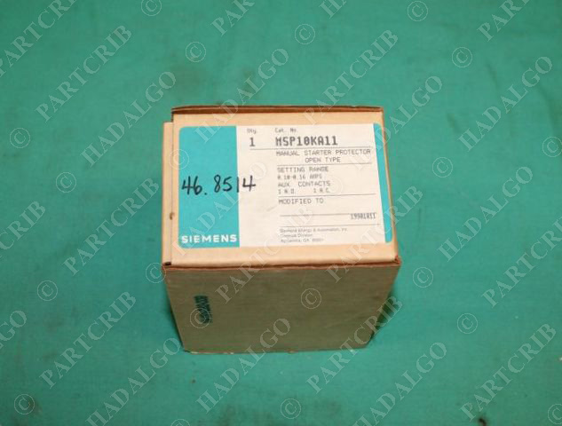 Siemens, MSP10KA11, MSP10K, Manual Motor Starter Protector Overload 3.2-5a  NEW