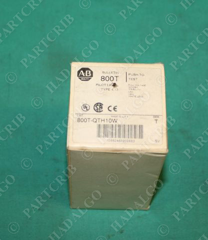 Allen Bradley, 800T-QTH10W, Pilot Light 120V White Lens Push To Test Button NEW