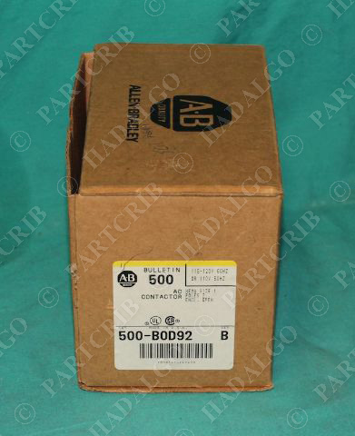Allen Bradley, 500-BOD92, AC Contactor Starter Relay Size 1 2Pole 115 120v Coil
