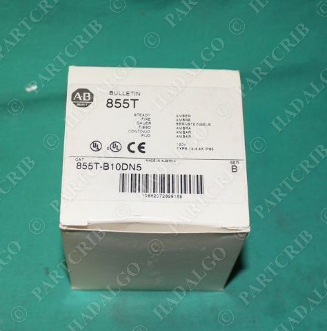 Allen Bradley, 855T-B10DN5, Steady Incandescent Stack Light Beacon Lamp Amber NE