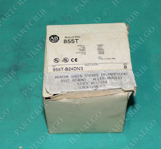 Allen Bradley, 855T-B24DN3, Stack Light Steady Incandescent Green 24V Beacon Lamp Warning