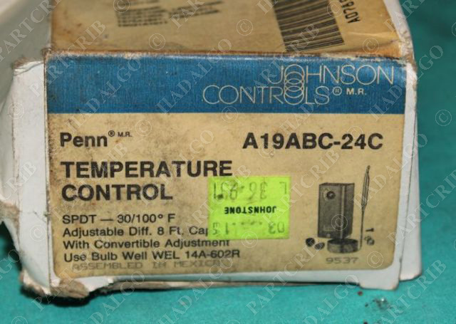 Johnson Controls, A19ABC-24C, Temperature Controller Control