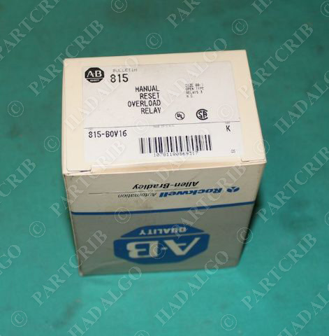 Allen Bradley, 815-B0V16, Manual Reset, Overload Relay Size 00-1, 815-BOV16 NEW