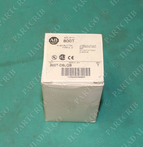 Allen Bradley, 800T-D6LQB, Push Button Jumbo Aluminum Mushroom Head Red NEW