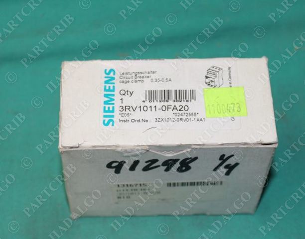 Siemens, 3RV1011-0FA20, Manual Motor Starter Overload Relay Circuit Breaker Prot