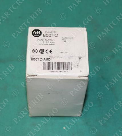 Allen Bradley, 800TC-A6D1, Finger Safe Push Button Flush Head Red 1NO
