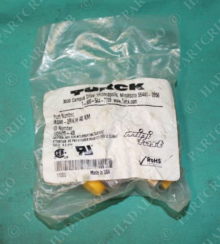 Turck, RSM-2RKM 40KM, U0500-49, MiniFast Receptacle Cordset 4p Connector Tee T 7/8-16UN