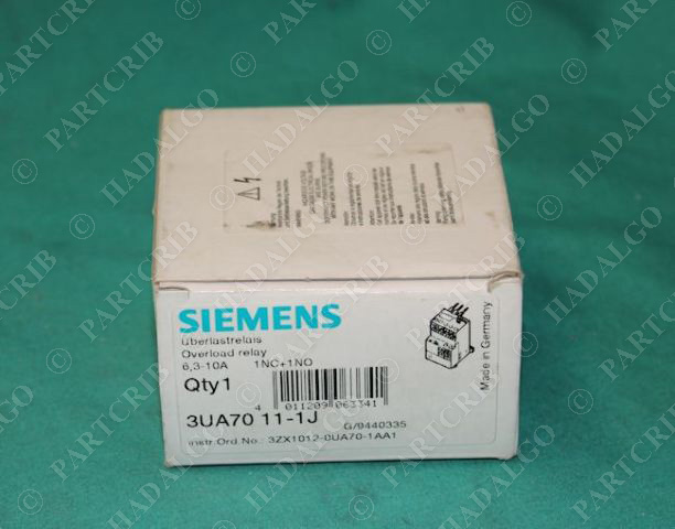 Siemens, 3UA70 11-1J, Overload Relay 6.3-10A 1NC+1NO Motor Protector Breaker