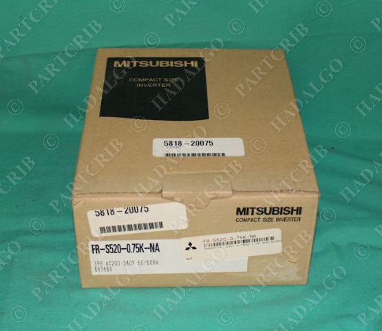 Mitsubishi, FR-S520-0.75K-NA, Inverter Drive VFD 6.4a 3PH 200-240VAC NEW