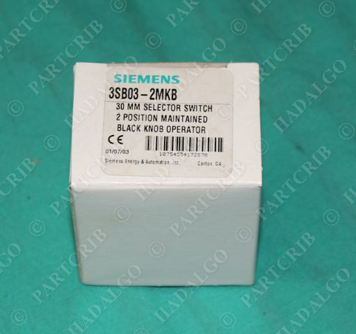 Siemens, 3SB03-2MKB, 30mm Selector Switch 2Pos Black Knob NEW