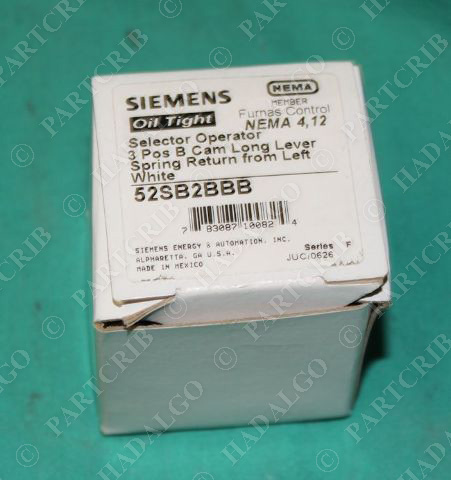 Siemens, 52SB2BBB, Selector Switch 3Pos Spring Ret Left White NEW