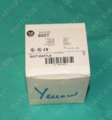Allen Bradley, 855T-B24TL8, Beacon Stack Light Steady LED Yellow NEW