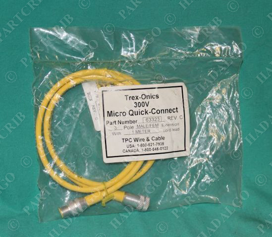 TPC Wire & Cable, 63323, Trex-Onics Micro Quick Connect Cable 3Pole M/F 1M