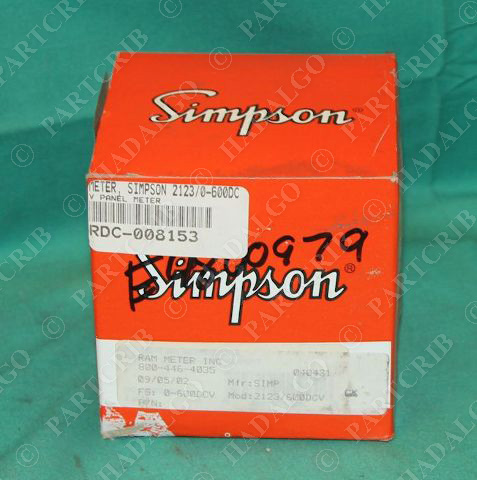 Simpson 0-600 DC Volt Meter panel 2123 600v dc NEW