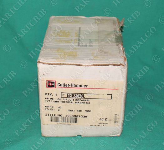 Cutler-Hammer EHB3040L AB-DE-Ion Circuit Breaker Westinghouse 40A 480VAC 3P NEW