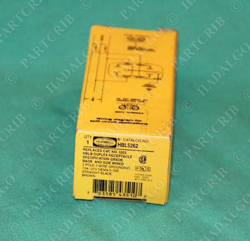 Hubbell HBL5262 Duplex Receptacle 15A Brown Straight Blade 125V NEW