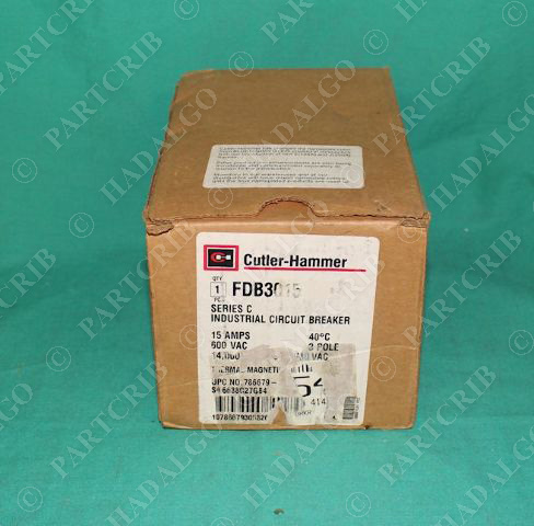 Cutler-Hammer FDB3015 Circuit Breaker 15A 600VAC 3Pole Ser.C NEW