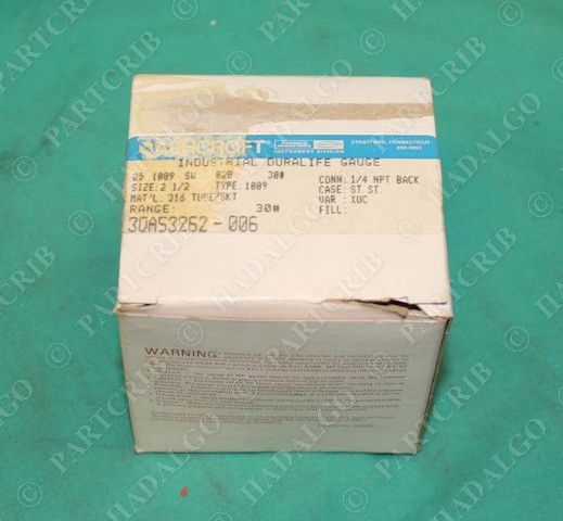 Ashcroft 30A53262-006 Duralife Gauge 0-30psi Q-8929 2.5