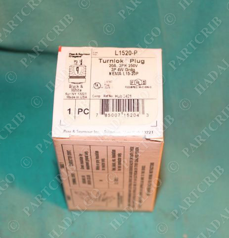 Pass & Seymour L1520-P Turnlok Plug 20A 3PH 250V 3P NEW